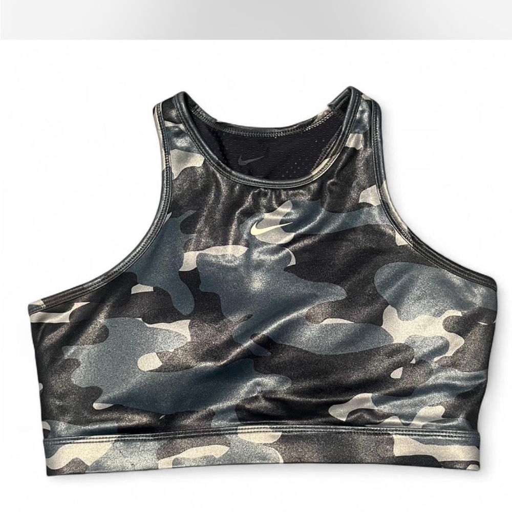 Nike Blue and Gray Camo Sports Bra